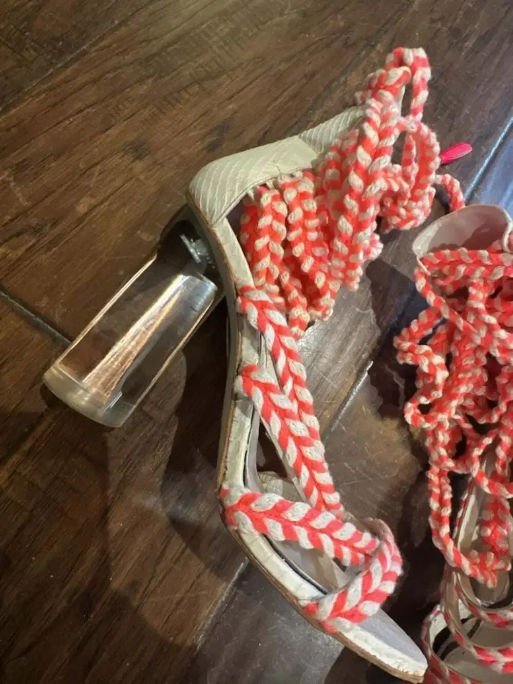 Francesca Bellavita Don't Call Me Doll Neon Rope Lace-Up Heels Size 39